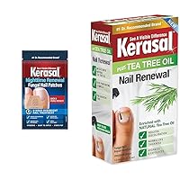 Kerasal Nighttime 14-Patch Nail Repair for Fungus Damage and 0.33oz Nail Renewal Solution with Tea Tree Oil