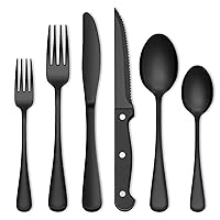 72-Piece Black Silverware Set, Umite Chef Flatware Set with Steak Knives for 12, Food-Grade Stainless Steel Cutlery Set, Includes Spoons Forks Knives, Kitchen Cutlery for Home Office Restaurant Hotel