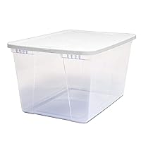 56 Quart Snaplock Clear Plastic Storage Tote Container Bin with Secure Lid and Handles for Home and Office Organization, 2 Pack