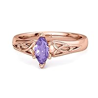 Celtic 0.25 Cts Amethyst Ring 925 Sterling Silver Trinity Knot Band Design Ring