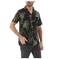 Hawaiian Shirt for Men Summer Fashion Short Sleeve Button Down Fit Tee Shirts Casual Loose Floral Print Beach Shirts