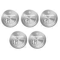Panasonic CR1632 Multi Purpose including Remote Control for Cars 3 Volt Lithium Coin Battery-pack of 5