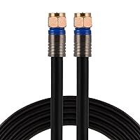 GE RG6 Coaxial Cable, 15 ft. F-Type Connectors, Quad Shielded Coax Cable, 3 GHz Digital, In-Wall Rated, Ideal for TV Antenna, DVR, VCR, Satellite, Cable Box, Home Theater, Black, 33732