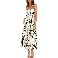 KMOLY Summer Spaghetti Strap Dresses for Women Cut Out Sleeveless Smocked Casual Boho Maxi Beach Sundresses