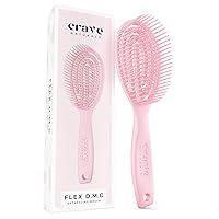 Crave Naturals FLEX DMC Detangling Brush for Natural Textured Hair - Flexible Hair Brush Detangler for Curly, Frizzy, Thick Hair - ROUND