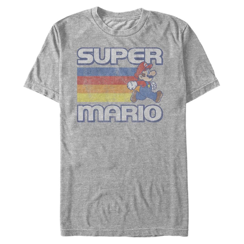 Nintendo Men's Super Mario Running Retro Stripe T-Shirt