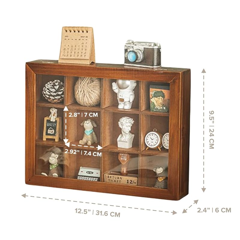Mua Mini Clear Display Wood Cabinet with 12 Slots - Collectibles ...