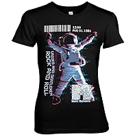 MTV Officially Licensed Moon Man Women T-Shirt (Black)