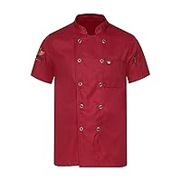 Chef Jacket for Men Chef Shirt Short/Long Sleeve Chef Uniform Kitchen Cooking Work Uniforms Loose Fit RedH 3X-Large