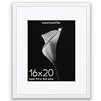 Americanflat 16x20 Picture Frame in White - Use as 11x14 Picture Frame with Mat or 16x20 Frame Without Mat - Deep Molding Frame with Plexiglass Cover and Hanging Hardware Included