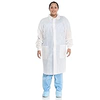 Kimtech A8 Certified Lab Coats with Knit Cuffs, Protective 3-Layer SMS Fabric, Knit Cuffs, Mid-Calf Length, Unisex