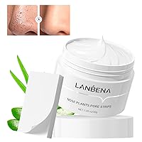 LANBENA Blackhead Remover Mask, Nose Plants Pore Strips, Pore Cleanser Purifying Peel off Face Mask with 60 PCS Strips, Plants Aloe Blackhead Remover Facial Mask, (1.05 Ounce)