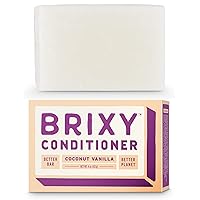 BRIXY Conditioner Bar for Hydration & Softness, All Hair Types, pH Balanced & Safe for Color Treated Hair, Sustainable, Vegan, Plastic Free (pack of 1, 4oz bar)