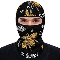 Honey Bee Queen Golden Wings Insect Full Ski Mask Windproof Balaclava Face Mask Sun UV Protection Hood for Men Women