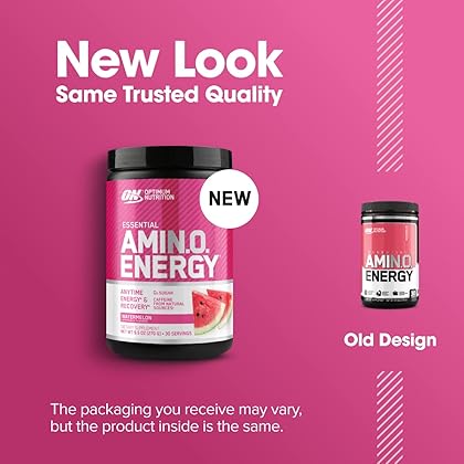 Optimum Nutrition Amino Energy - Pre Workout with Green Tea, BCAA, Amino Acids, Keto Friendly, Green Coffee Extract, Energy Powder - Watermelon, 30 Servings (Packaging May Vary)