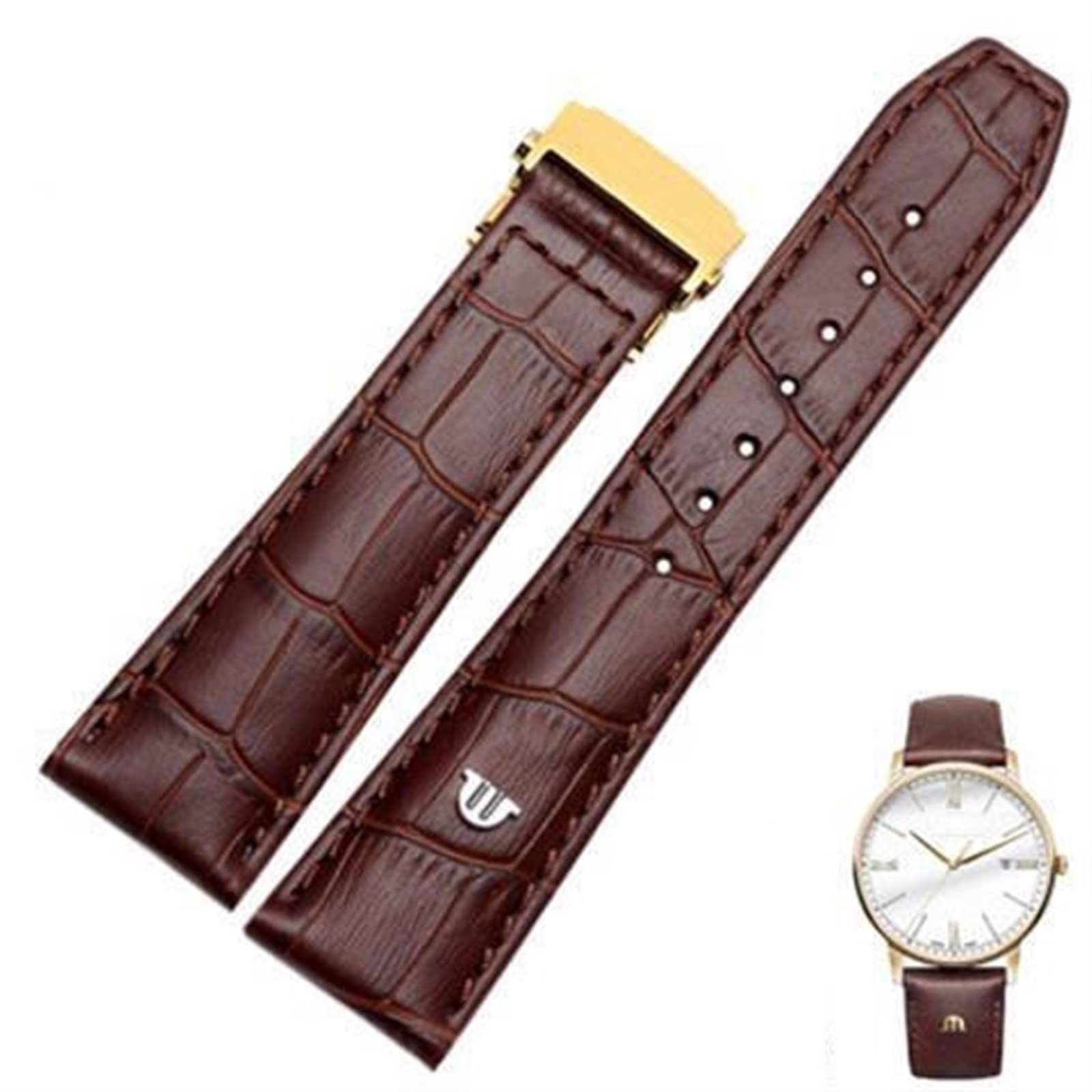 COEPMG Genuine Leather watchband For MAURICE LACROIX watches strap black brown 20mm 22mm with folding buckle bracelet