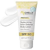 MyCHELLE Dermaceuticals Replenishing Solar Defense Body Lotion SPF 50 (6 Fl Oz) - Moisturizing Reef Safe Sunscreen with Coconut Oil and Shea Butter - Water Resistant for 80 Minutes