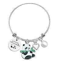 Panda Gifts for Girls Just A Girl Who Loves Pandas Bracelet Animal Panda Bear Jewelry Panda Themed Gifts Christmas Birthday Gifts Panda Lover Gifts for Friend Family