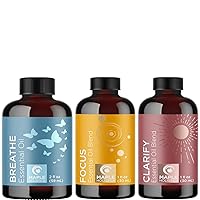 Breathe Focus and Clarify Essential Oils Set - Purifying Essential Oil Blends for Diffuser Aromatherapy and Baths - Relaxing Essential Oils for Diffusers for Home