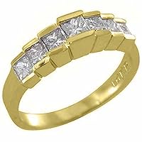 14k Yellow Gold 1 Carat Princess Cut 7-Stone Diamond Wedding Band