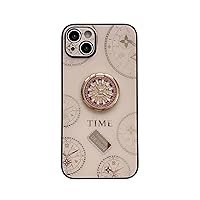 Case for iPhone 15,3D Butterfly Flower Kickstand Bling Glitter Diamond Marble Ring Stand Shockproof Women Girls Rhinestone Phone Case for iPhone 15,6.1 inch 2023 (XSG Gold)