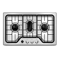 Furrion 7500BTU RV Chef Collection Gas Cooktop with 3x Gas Burners; Pulse Ignition and Cast Iron Grate (Stainless Steel) - FGH4ZSA-SS