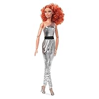Barbie Looks Doll, Collectible and Posable with Curly Red Hair, Original Body Type and Metallic Jumpsuit