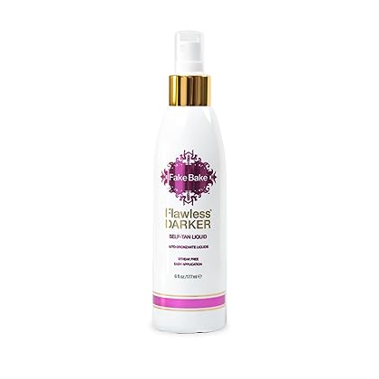 Fake Bake Flawless Darker Self-Tanning Liquid Streak-Free, Long-Lasting Natural Glow For All Skin Tones - Sunless Tanner Includes Professional Mitt For Easy Application, Black Coconut Scent - 6 oz