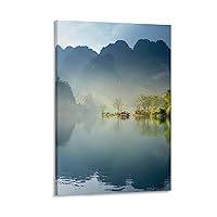 BRogeh Tuyên Quang, Việt Nam, Foggy Lake Poster for Room Aesthetics Canvas Wall Art Poster And Print Framed-16x24inch