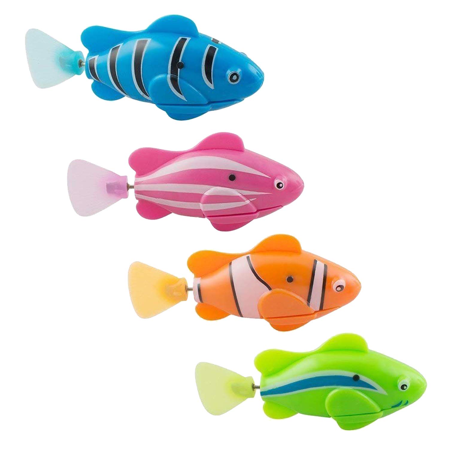 XYKTGH 4 Pack Swimming Robot Fish Electric Turbot Clownfish Water-Activated Bathtub Toys for Toddlers,Boys and Girls(Random Color)
