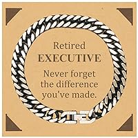 Retired Executive Gifts, Never forget the difference you've made, Appreciation Retirement Birthday Cuban Link Chain Bracelet for Men, Women, Friends, Coworkers