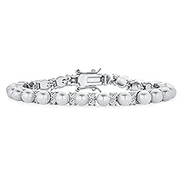 Bling Jewelry Bridal Wedding Multi Flowers CZ Wine Leaf Genuine White Freshwater Cultured Button Pearl Tennis Bracelet For Women Silver Plated Rhodium 6.5-7.25I inch