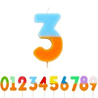Talking Tables Orange and Blue Number 3 Candle for Cakes | Colourful Birthday Cake Topper Decorations for Kids Party, Boys 13th, Girls, Anniversary, Milestone