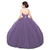 Women's Beaded Pageant Quinceanera Dresses Ball Gown Halter Prom Evening Gowns
