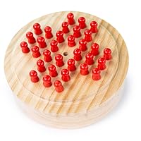 Bigjigs Toys Mini Solitaire Game - 32 Piece Solitaire Board Game with Wooden Pegs, Travel Solitaire Games, Quality Stocking Filler Games & Kids Board Games