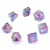 Gate Keeper Games Mighty Tiny Dice: Cognitive Dissonance Set - 7 Piece Resin 12mm Roleplaying Dice Set, Two Color Essence Sytle, Infused with Holographic Gold Glitter, Gate Keeper Games, RPG Dice