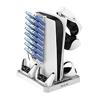 [5 in 1] PSVR 2 Charging Station with Cooling Fan and PSVR2 Stand, PS VR2 Accessories Included PS5 VR2 Charging Display Stand for Playstation VR2 with Headset and Storage Holder