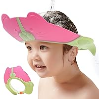 Baby Shower Cap Bathing Protection Silicone Adjustable Foldable Hair Washing Hat Shampoo Cap for Baby Toddler Kid Portable (Pink)