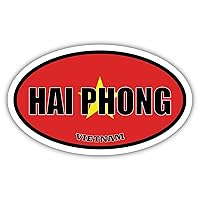 Hai Phong Vietnam Flag Oval Decal Vinyl Bumper Sticker 3x5 inches