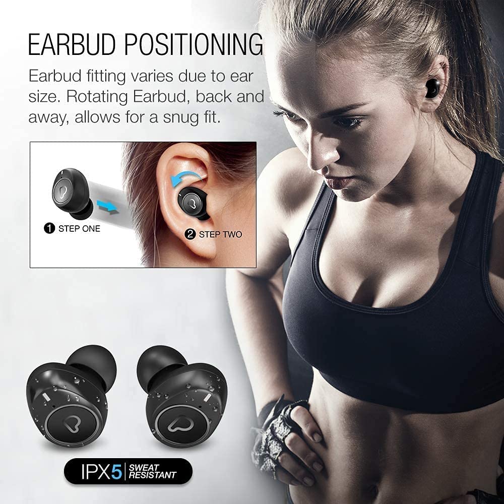 Purity True Wireless Earbuds with Immersive Sound, Bluetooth 5.0 Earphones in-Ear with Charging Case Easy-Pairing Stereo Calls/Built-in Microphones/IPX5 Sweatproof/Pumping Bass for Sports,Workout,Gym