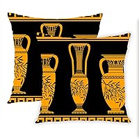 Set of 2 Throw Pillow Covers Vintage Abstract Greek Style Cushion Cases Home Office Sofa Hidden Zipper Pillowcase Square 26x26 Inches Two Sides Printed