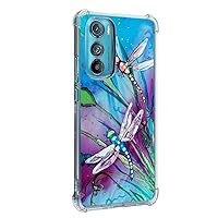 Case for Motorola Edge 2022, Cute Dragonfly Drop Protection Shockproof Case TPU Full Body Protective Scratch-Resistant Cover for Moto Motorola Edge 2022