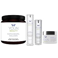 Wrinkle Reducer Skin Care Set – Includes Collagen Supplement Powder, 2.5% Retinol Night Moisturizer, 1% Retinol Eye Cream, and Wash-Off Exfoliating Cream