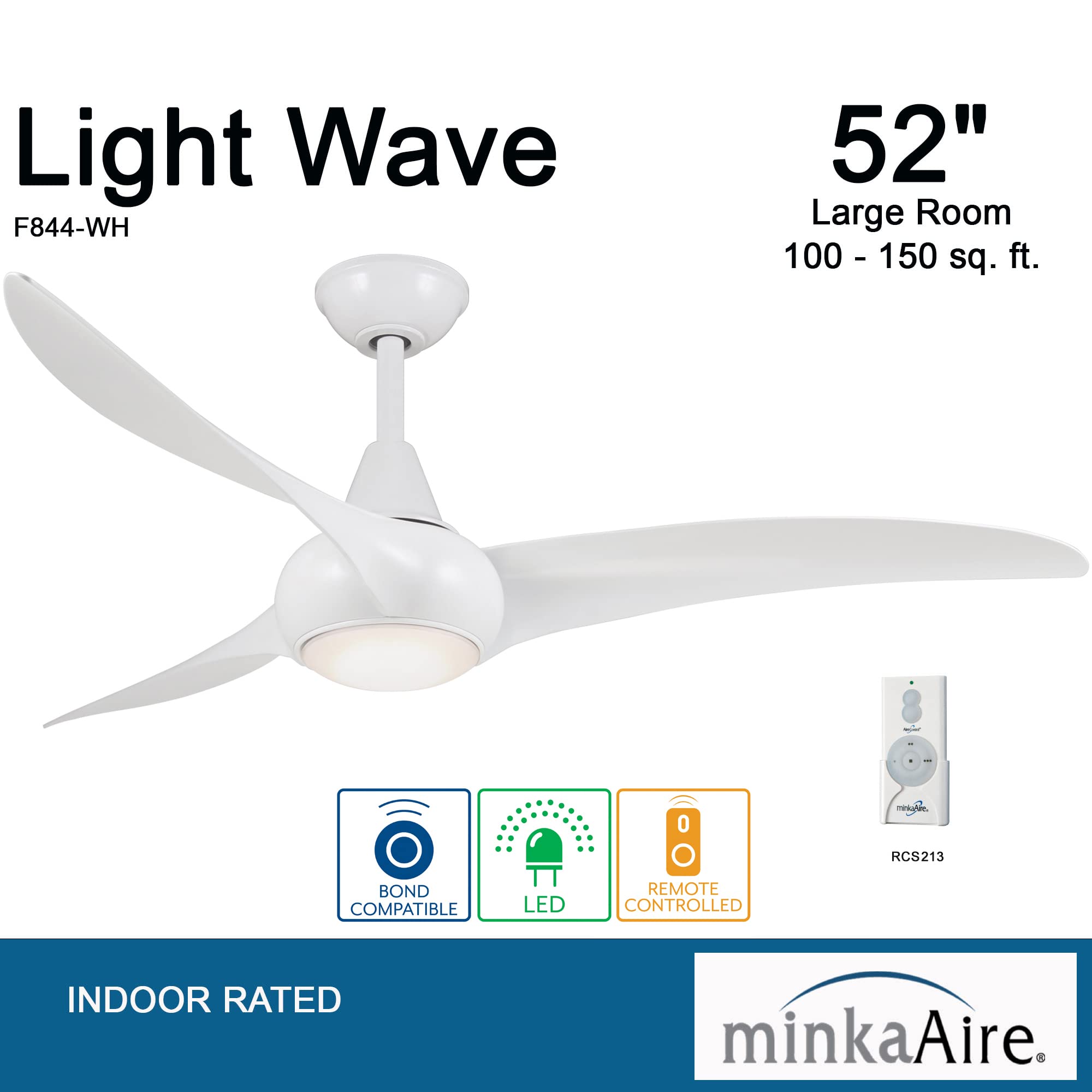 Minka-Aire F844-WH, Light Wave, 52