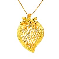 Goldtone Open Heart Pineapple Pendant Necklace
