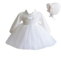 Long Sleeve Lace Christening Party Dress and Bonnet
