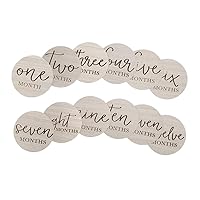 Little Pear Wooden Milestone Photo Cards, Baby Announcement Cards, Double Sided Photo Prop Monthly Milestone Discs, Pregnancy Journey Milestone Markers, 1-12 Months, Gray Wood