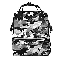 Black Grey White Camo Print Diaper Bag Multifunction Laptop Backpack Travel Daypacks Large Nappy Bag