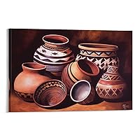 BybiO Native American Pottery Boho Style Poster Canvas Painting Poster Wall Art Decoration Canvas Painting 20x30inch(50x75cm)