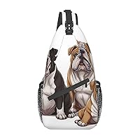 English Bulldogs Print Cross Chest Bag Sling Backpack Crossbody Shoulder Bag Travel Hiking Daypack Unisex